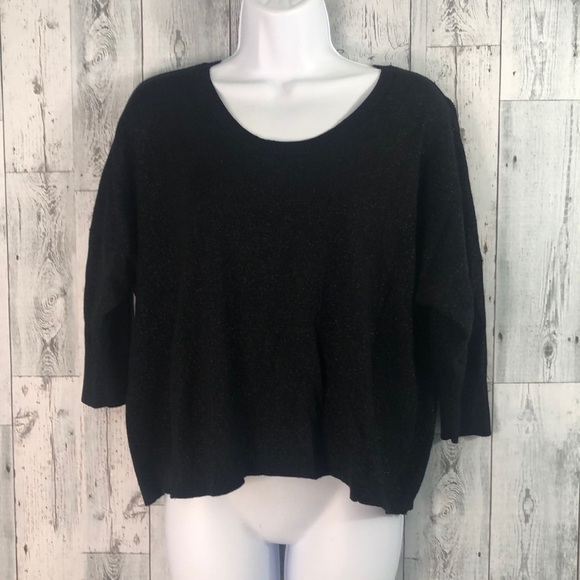 Lane Bryant Black Silver Speck Crop Sweater 22/24 - Picture 1 of 9
